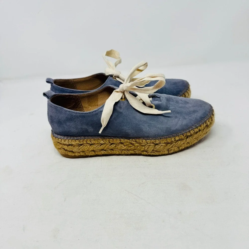 Eric‎ Michael Blue Suede Espadrille Sneakers EU 38 Platform Spain Boho Coastal